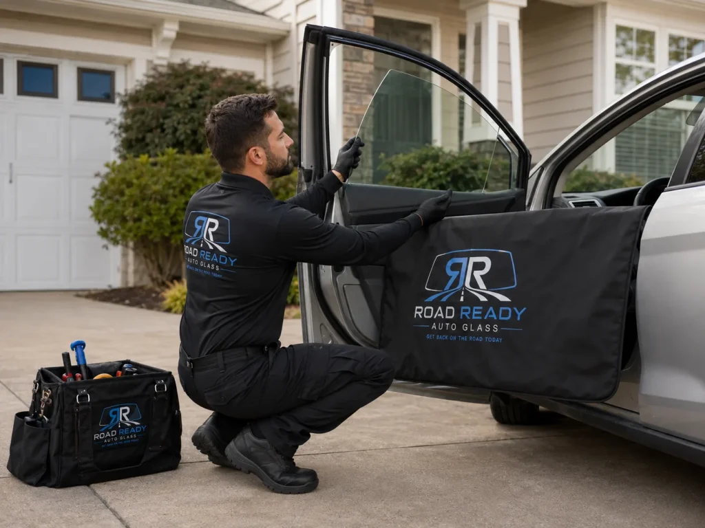 Mobile car door glass replacement in San Jose performed by a RoadReady technician